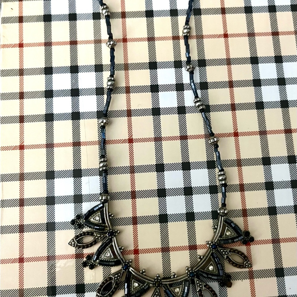 Modern Black and Silver Geometric Necklace